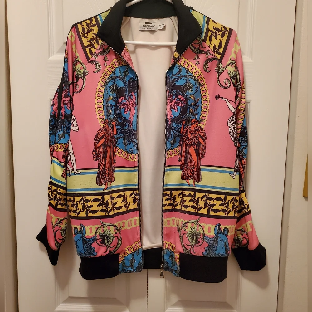 Topman Colorful Graphic Zip-Up Sweater - Picture 3 of 6